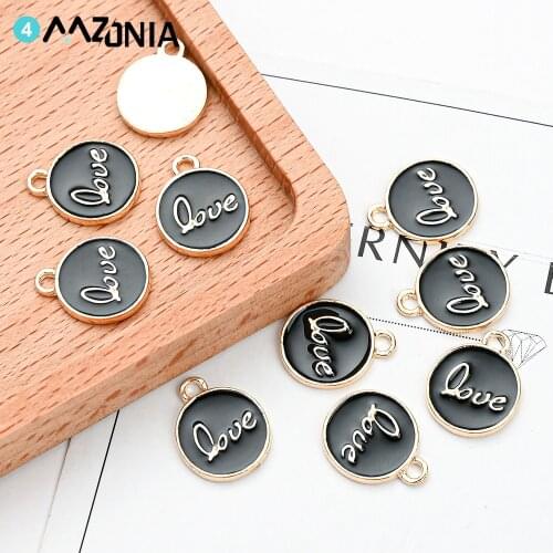 20pcs Enamel Alloy Charm Love Letter Pendant Jewelry Making DIY Necklace Bracelet Findings Accessories Wholesale 14*12mm