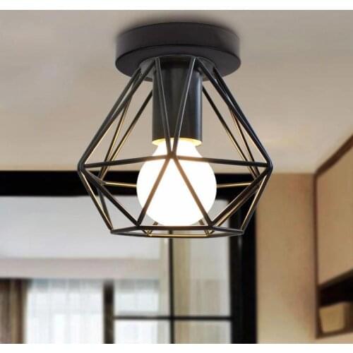 Retro Industrial Style 220V E27 Ceiling Light Modern Black Iron Craft Light Kitchen Bedroom Balcony Asile Bar LED Bulb Lamp