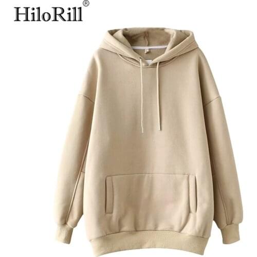 HiloRill Casual Solid Hooded Hoodies Women Pockets Batwing Long Sleeve Plus Size Sweatshirts Autumn Pullover Pure Tops Sudaderas
