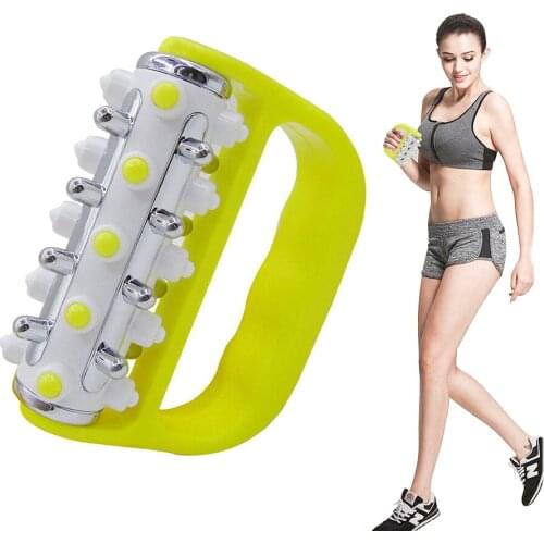 Manual Body Massager Yellow Roller Massager Leg Abdomen Neck Buttocks Foot Care Handheld Pain Relief Cellulite Massage Tool