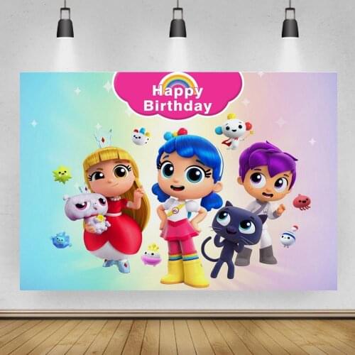 Happy Birthday Girl Princess Backdrops Photography Kids Family Dinner Party Table Decor Wall Poster Cartoon Photo Background