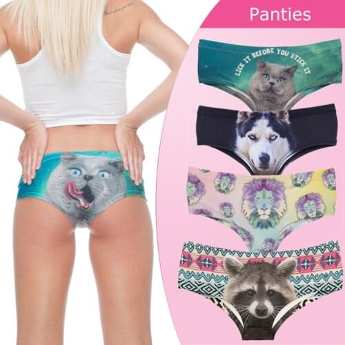 Sexy Panties 2016 New 3D Printed Animal Cat womens underwear lady briefs lingerie femme braguitas mujer