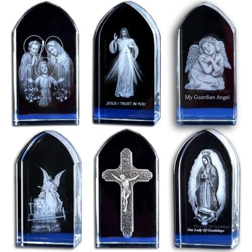 Jesus Cross Crystal Home Decoration Church Crafts Crystal Christ Mary Decor Virgin Mary Statues