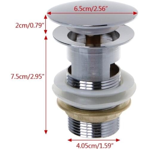 Bathroom Sink Drain Stopper Sink Tap Push Button up Waste Plug Slotted Drain