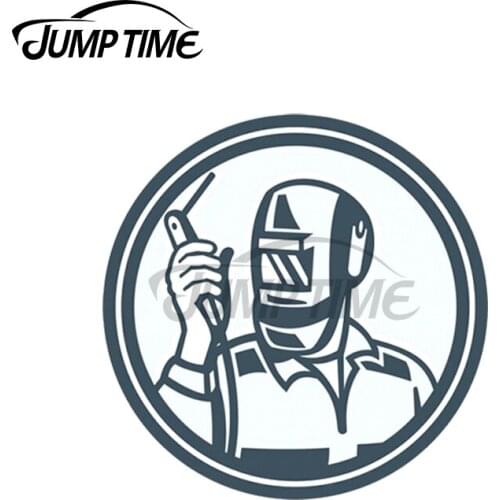 Jump Time 13 x 13cm For Welder Fabricator Holding Welding Torch Retro Car Stickers Windows Decal Trunk Graphics Vinyl Car Wrap