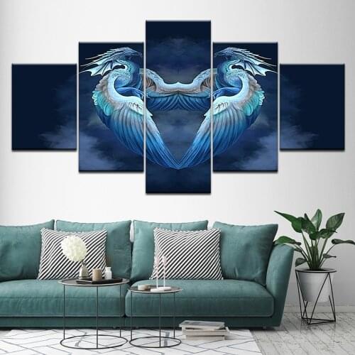 High Quality 5 Panels Big Dragon Printed Canvas Painting Living Room Charming Wall Art Pictures Home Decar Artwork Wholesale