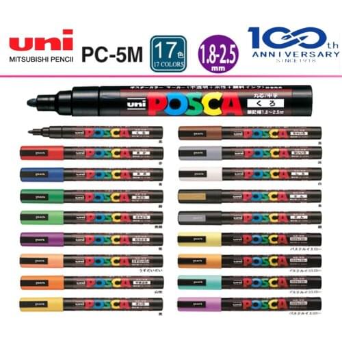 Japan UNI POSCA Series Mark Combination Painting POP Poster Advertising Pen PC-1M /14Colors PC-3M / PC-5M 17 Colors Per Set