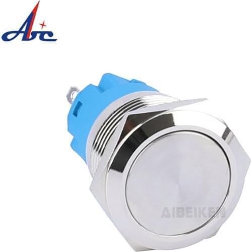 Brass Nickel Flat Round Head Metal Push Button 19mm 1NO1NC Latching DC 12V 24V ON OFF Momentary Switch