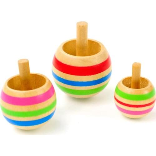 3pcs Wood Flip Over Top Tippie Top Spinning Top Magic Toy Kids Toys Boys Favor Gift