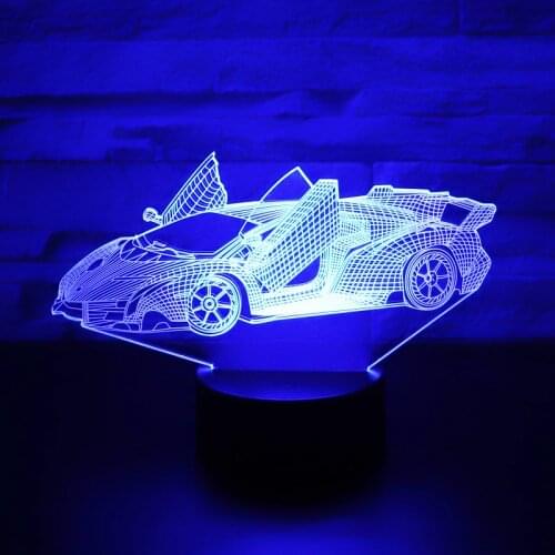 3D LED Night Light Wonder Advanced Consciousness Sports Car with 7 Colors Light for Home Decoration Lamp Amazing Visualization