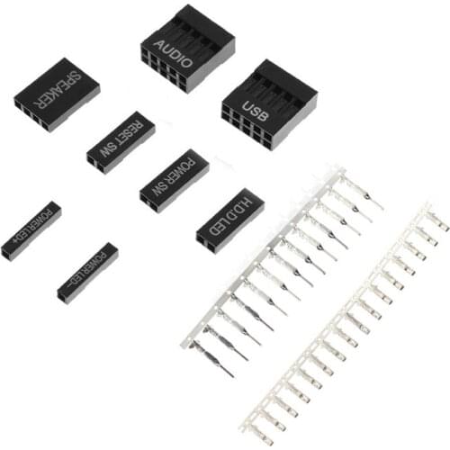 Angitu 2.54mm Dupont Audio, USB, +P, -P, Reset, Power SW, HDD, Speaker Connector/Housing with pins