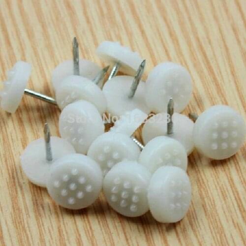 24/48pcs White Plastic Blanket Wood Floor Protector Chair Table Feet Legs Pads Nail on Glides Skid with bump 16mm