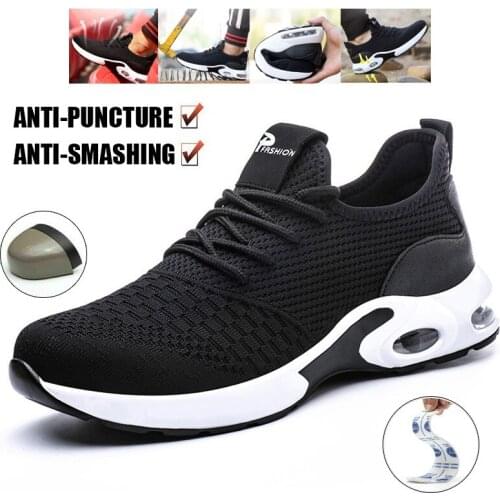 New Mens Fashion Steel Toe Cap Safety Boots Lightweight Breathable Work Shoes For Men Anti-smashing Anti-puncture