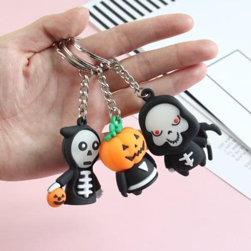Halloween Keychains Gift Death Skeleton Pumpkin Decor Party Jewelry Accessories Scary Key Chain Couple Bag Car Pendant Keyring