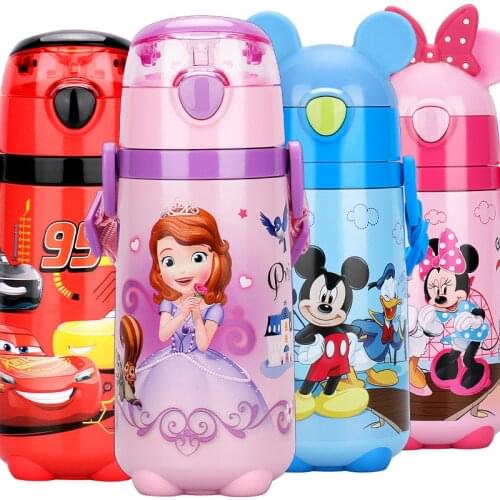 Disney Childrens Thermos with Straws Stainless Steel Water Bottle