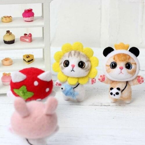 DIY Felt Creative Lovely Pink Pig Handmade Toy Doll Wool Felt Poked Kitting Non-Finished DIY Wool Felting Package Kids Toys