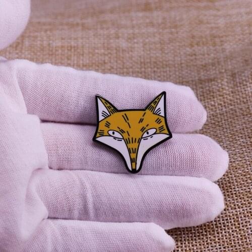 Cute foxs head enamel pin lovelty cartoon animal brooch
