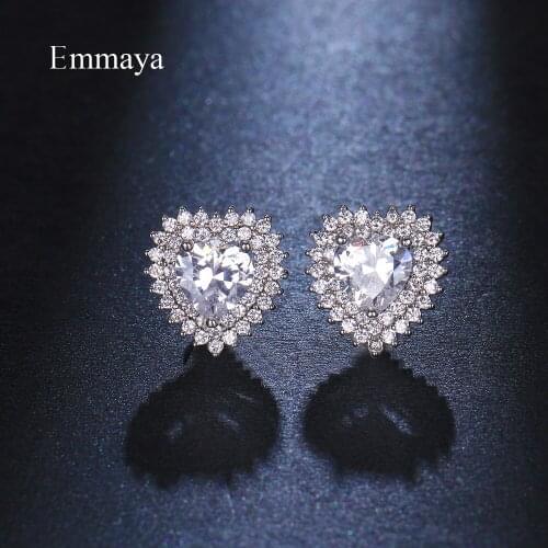 Emmaya New Charming Jewelry For Female Heart Appearance Cute Earring Full Of Tiny Cubic Zircon Fashion Wedding Festival Gift