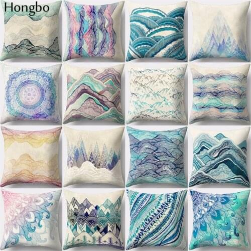 Hongbo 1 Pcs Tide Wood Forest Tree Mountain River Hills Winter Snow Top Floral Fresh Pattern Prints Cushion Cover Sofa Pillow