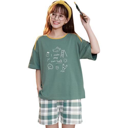 Summer New Knitted Catoon Pajama Sets Women Pyjamas Womens loungewear Pijama Mujer Homewear Girls Nightwear suits Home Fashion