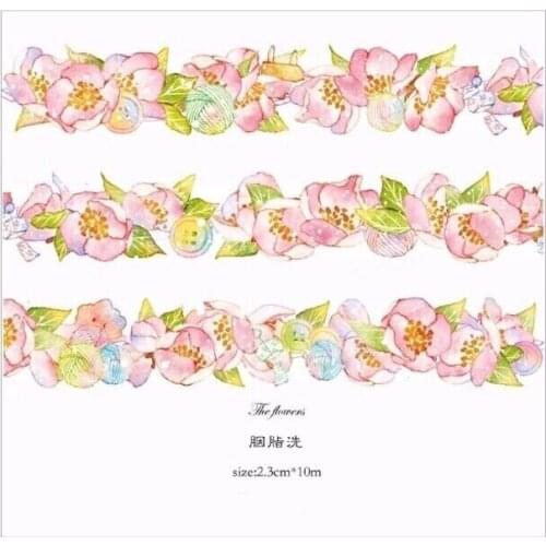 Pink Flower Washi Tapes Bullet Journal Masking Tape Adhesive Tape DIY Scrapbooking Washi Stickers