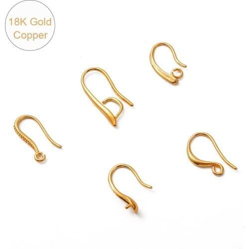 18K Gold Plated 2-10Pcs 7-20mm Copper Earrings Clasps Hooks Fittings DIY Jewelry Making Accessories Iron Hook Earwire Jewelry