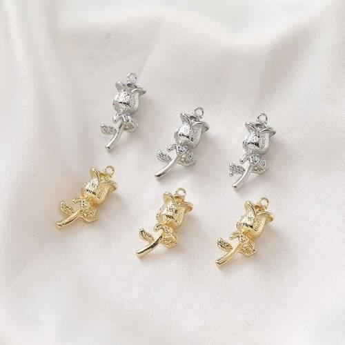 Min order 20pcs/lot cartoon rose shape 3D copper floating locket charms diy jewelry earring pendant accessory