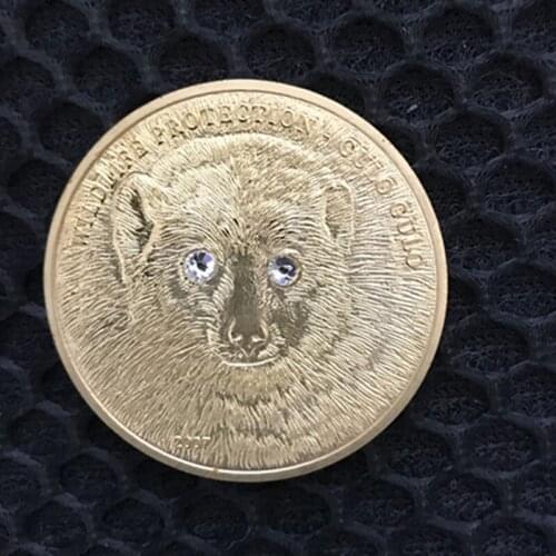 10 pcs The Bear with diamond eyes wildlife animal Mongolia 24K gold plated 40 mm souvenir decoration coin