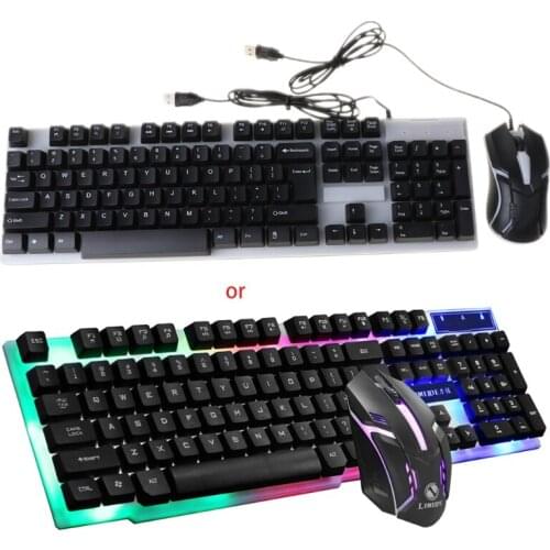 Keyboard and Mouse Set,GTX300 USB Wired 104 Keys RGB Backlight Ergonomic Gaming Mouse Keyboard Set Woman Mens Gifts