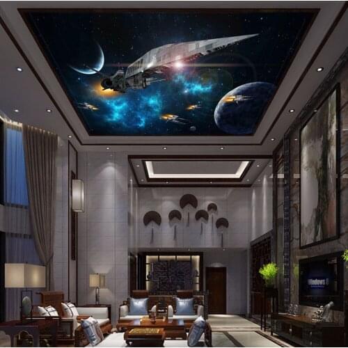 Large ceiling Papel Mural 8d/3D Spacecraft Wallpaper Mural for Living Room 3d Wall paper 8d starsPhoto Mural 3d Wallcoverings