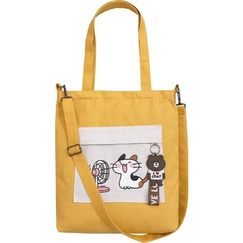 2020 New Canvas Women Shoulder Bag Lady Cotton Tote Shopper Bag Cartoon Cloth Eco Reusable Shopping Bag Handbag Messenger bag