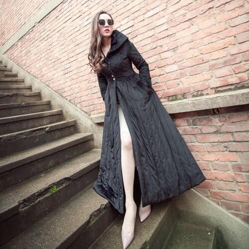 Slim Fit Cotton-Padded Clothes WomenS 2019 New X-Long Autumn Winter New Products Cotton Coat WomenS Korean-Style Warm AA5237