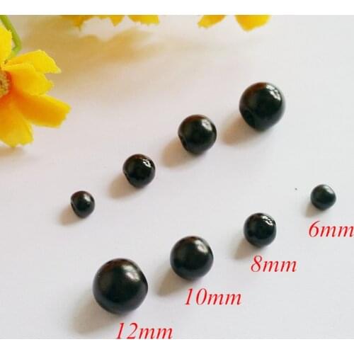 6mm, 8mm, 10mm, 12mm pearl diy button for craft / Black round bead pearl buttons, Scrapbooking Supplies button