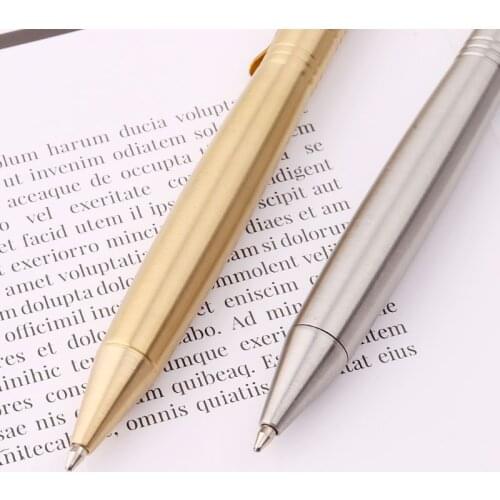 Luxury Stainless Steel Brass Business office Ballpoint Pen Office School Supplies Stationery 0.5mm Nib Drop shipping