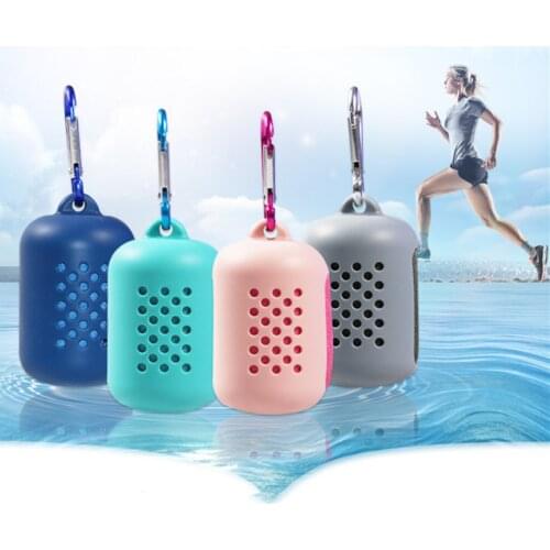 Sports Quick Drying Microfiber Towel Silicone Bag Instant Cooling Sweat Relief Portable Yoga Gym Pilates Running Travel Towel