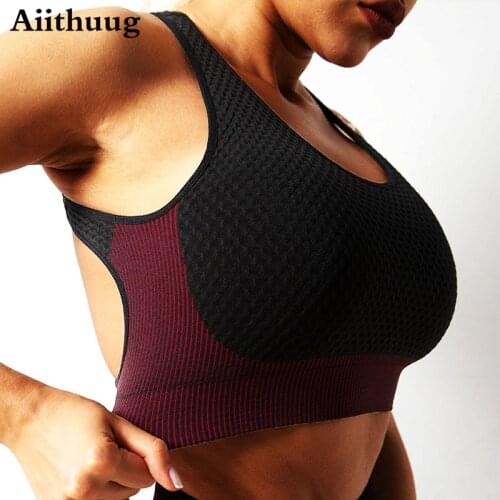 Aiithuug Cross Back Sports Bras for Women - Padded Seamless for Yoga Gym Workout Fitness Cross Back Sports Bras for Women