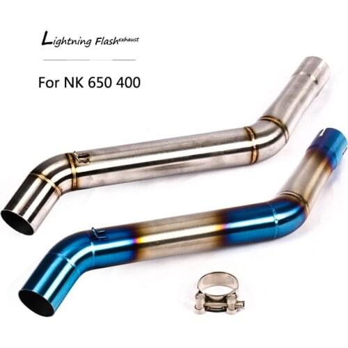 Mid Pipe for NK 650 NK 400 Exhaust Pipe Slip On 51mm Motorcycle Rear Escape Stainless Steel Middle Converter All Years Half Blue