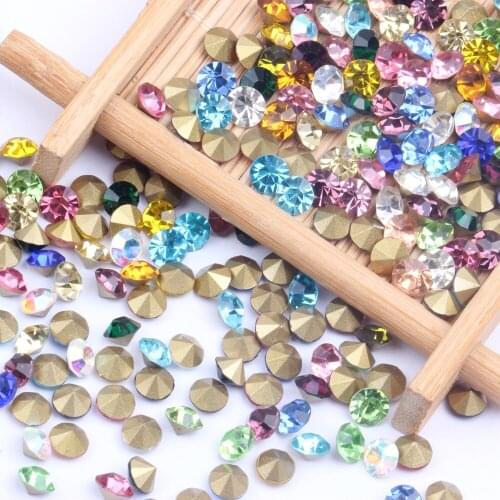 Glass Crystal Many Colors Point Back Rhinestone Beads ss18-ss24 Glue On Round Shape Handimade Craft Ornament Diy Trimming