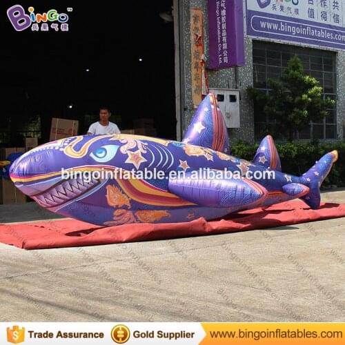 Customized size flying shark, hanging realistic inflatable shark toy, ocean shark toy for ground N stage decor