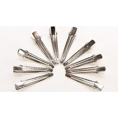 50 Pcs 35mm Silver Flat Metal Single Prong Alligator Hair Clips Barrette For Bows DIY Accessories Hairpins