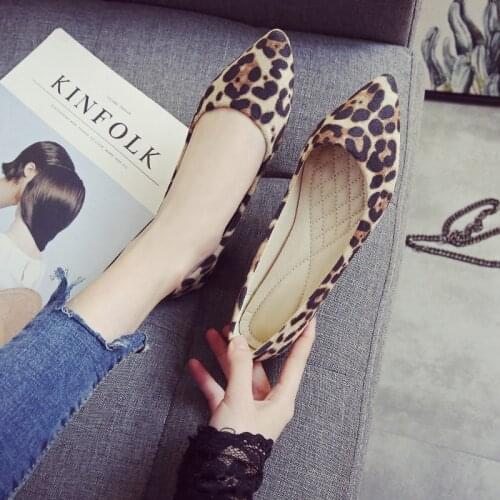 Leopard Shoes Women Flats 2020 Woman Casual Shoes Pointe Fashion Ladies Shoes Slip-on Big Size TB033