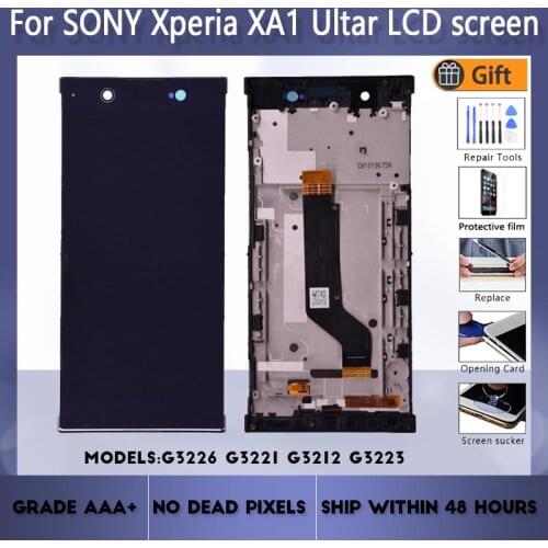 For Sony Xperia XA1 Ultra G3226 G3221 G3212 G3223 LCD screen assembly with front case touch glass,With repair parts LCD Display