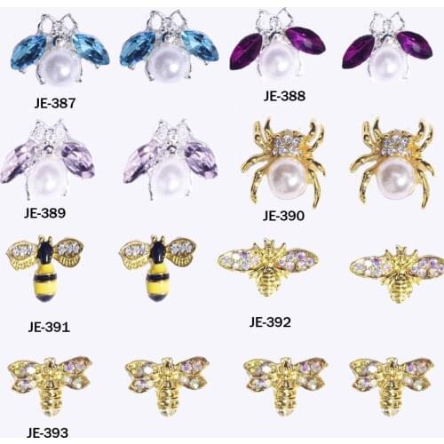 2021 New 10pcs/lot Japan 3D Gold Bee/Spider Nail Art Decorations DIY Glitter Rhinestones Alloy Studs for JE1-9 Jewelry Pendants
