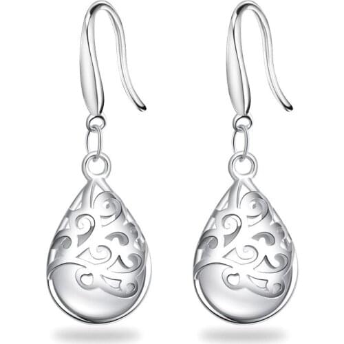 100% 925 sterling silver new fashion rhinestone ladies`drop earrings jewelry women wedding gift wholesale drop shipping cheap