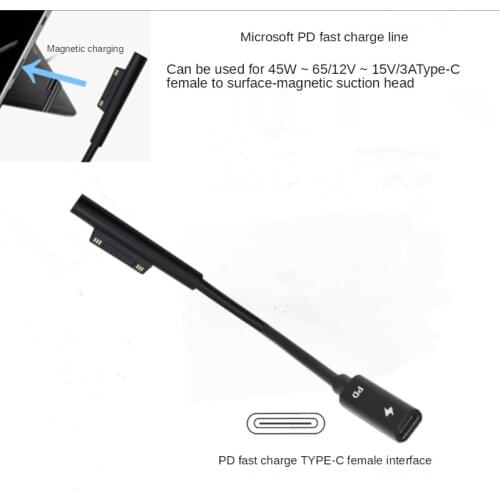 15V 4A Fast Charging USB Type-C Female Power Supply For Microsoft Surface Pro 4 5 6 Go Tablet PD Charger Adapter Cable DC