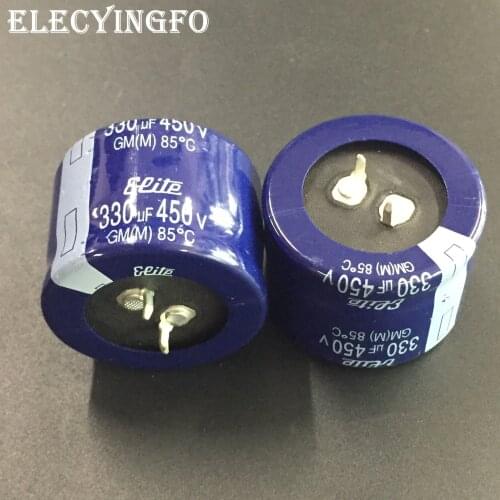 1pcs/5pcs 330uF 450V330uf Elite GM Series 35x25mm 450V330uF Snap-in PSU Aluminum Electrolytic capacitor