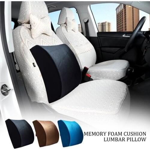 Car Memory Foam Lumbar Back Support Cushion Massage Waist Car Seat Cushion For Office Home Car Auto Seat Chair Covers