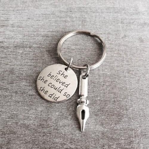 2020 Graduation-Season-Ceremony Meaning Keychain Letter "She believed she could so she did" Key Classmate Gift