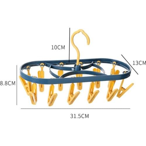 Home Oval Drying Rack Socks Underwear Hanger Foldable Clothes Drying Rack with 12Clothespins for Balcony RE
