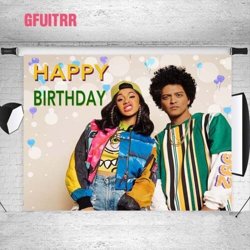 GFUITRR Finesse Bruno Mars And Cardi B Photography Backgrounds Happy Birthday Photo Backdrops Party Decor Banners Photo Props